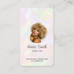 Carte De Visite Logo personnalisé QR Code et photo Iridescente Hol