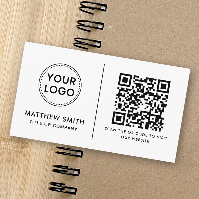 Carte De Visite Logo personnalisé QR code médias sociaux moderne m (Custom logo QR code social media modern minimal Business Card)