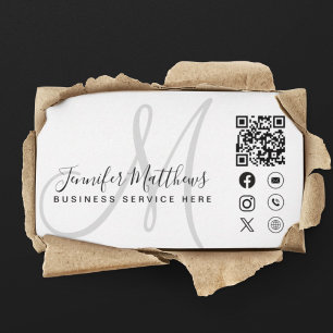 Carte De Visite Logo personnalisé QR Code Social Media Icons Moder