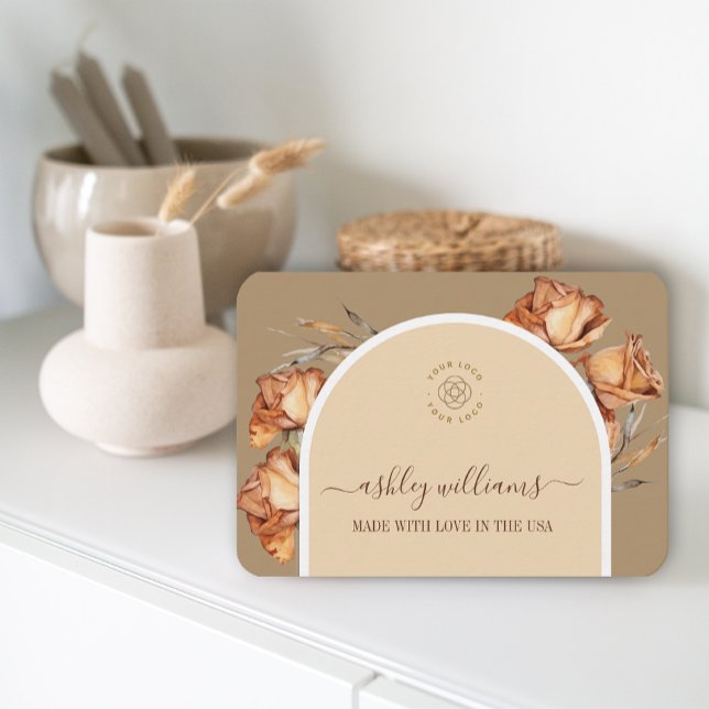 Carte De Visite Logo personnalisé Retro Arch Script Rose Feminine (Retro Arch Script Rose Feminine Business Business Card)