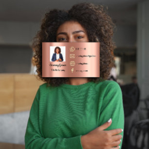 Carte De Visite  Logo personnalisé Social Media Gold QR Code Rose 