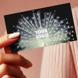 Carte De Visite Logo photo Beautifule Peacock sur Black