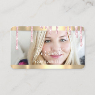 Carte De Visite Logo photo couleur rose encadré Qr Code