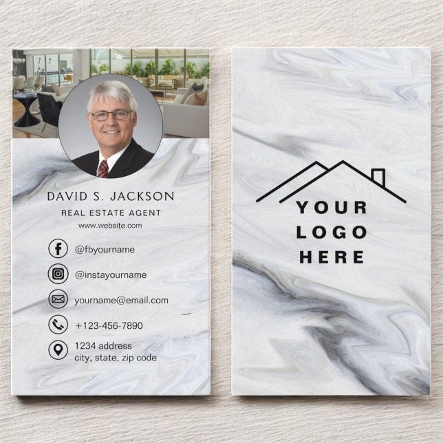 Carte De Visite Logo photo de Marble Real Estate Agent (Créateur téléchargé)