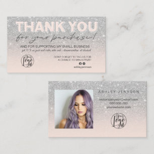 Carte De Visite Logo photo du script de parties scintillant SIlver