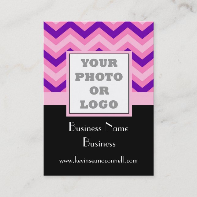 Carte De Visite Logo photo en chevron rose (Devant)