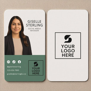 Carte De Visite Logo photo Modern Green Social Media Manager