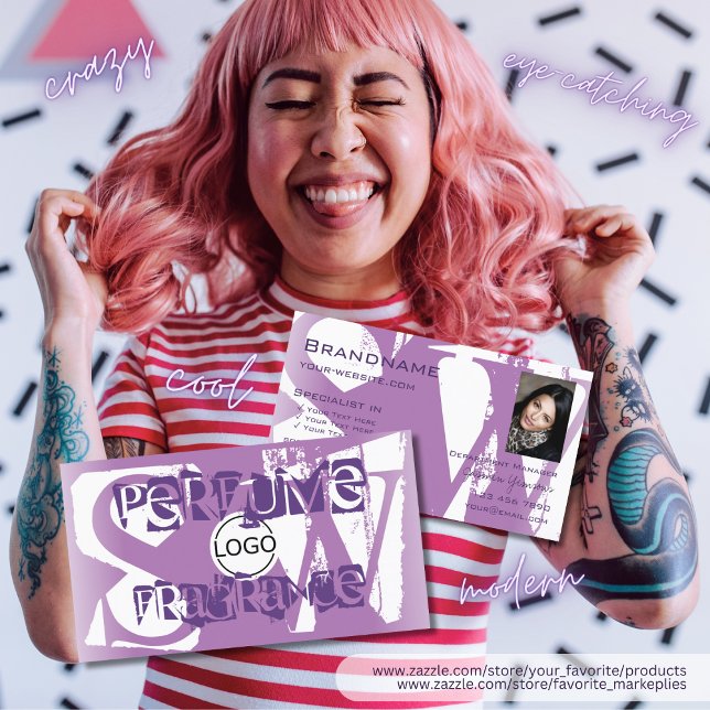 Carte De Visite Logo photo moderne Lilac Purple White et Monogramm (Créateur téléchargé)