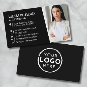 Carte De Visite Logo photo moderne professionnel noir