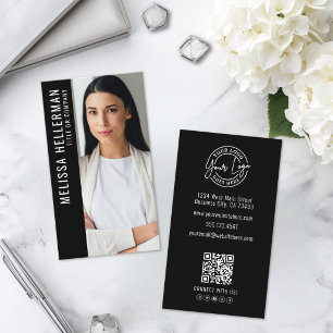 Carte De Visite Logo Photo Noir Vertical