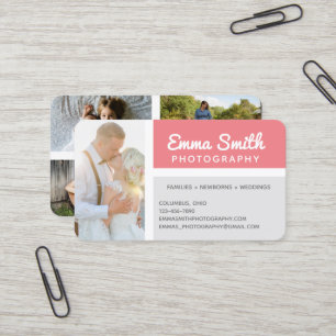 Carte De Visite Logo photo Rose et gris personnalisé