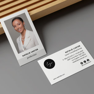 Carte De Visite Logo photo vertical minimal social SILVER GRAY