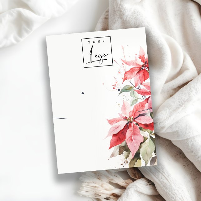 Carte De Visite Logo Poinsettia Florals Porte-Collier (Créateur téléchargé)