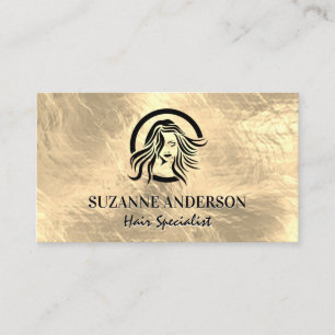 Carte De Visite Logo pour cheveux Arrière - plan métal or