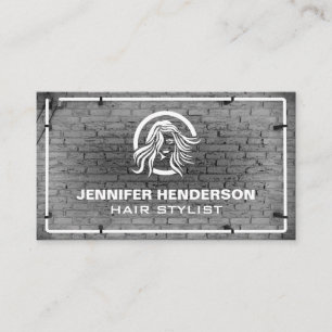 Carte De Visite Logo pour cheveux Mur en briques Lumières de N