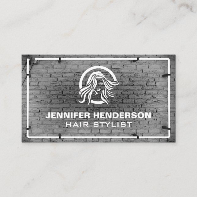 Carte De Visite Logo pour cheveux | Mur en briques | Lumières de N (Devant)