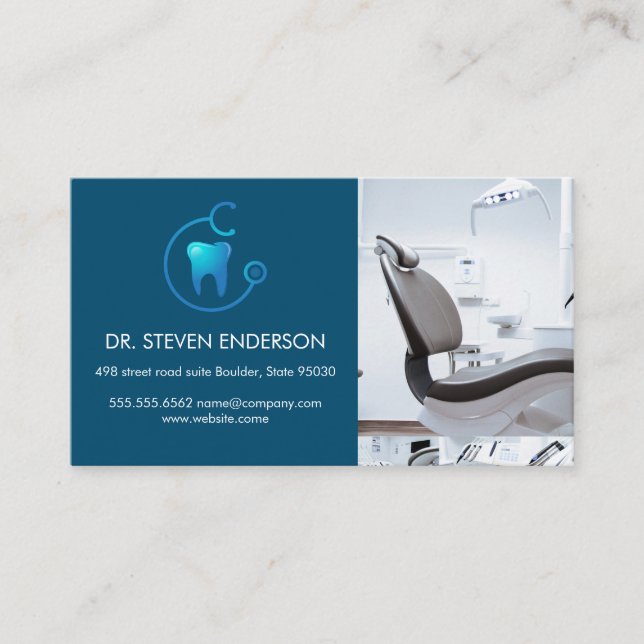 Carte De Visite Logo pour dentiste | Directeur du bureau dentaire (Devant)