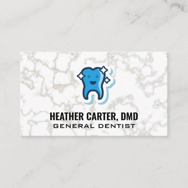 Carte De Visite Logo pour dents étincelantes | Marbre (Devant)