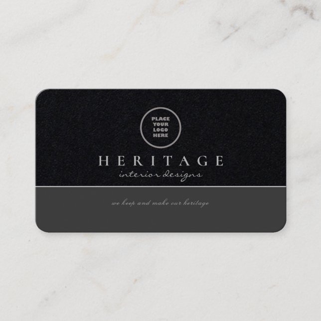 Carte De Visite Logo Premium Black Grey Professionnel sur les médi (Devant)