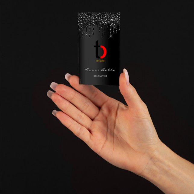 Carte De Visite Logo Professional Black Drift Parties scintillant  (Créateur téléchargé)