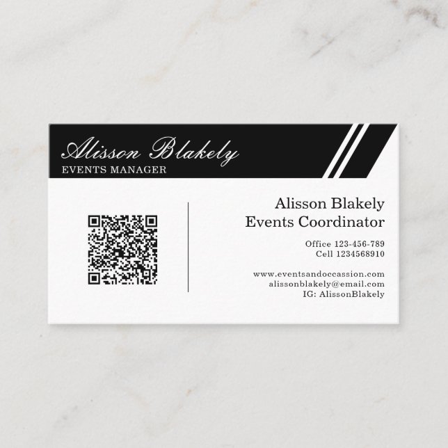 Carte De Visite Logo professionnel Black and White Company Code QR (Devant)