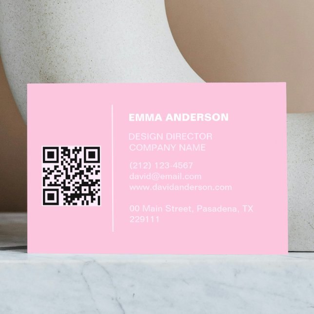 Carte De Visite Logo professionnel Bold Pink Qr Code (Zazzle Professional Business logo Bold Pink Qr Code  Business Card (Back))