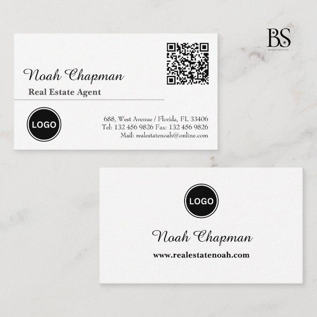 Carte De Visite Logo professionnel Code QR Service professionnel (Business Logo QR code Professional Service Business Card)