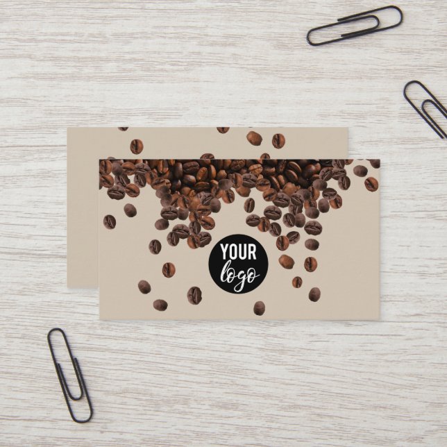 Carte De Visite Logo Professionnel de Café Beans (Devant/Arrière en situation)