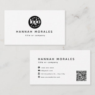 Carte De Visite Logo professionnel de code QR blanc