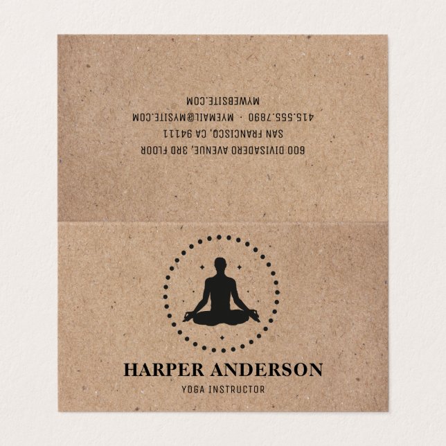 Carte De Visite Logo professionnel de l'instructeur de Yoga Namast (Extérieur déplié)
