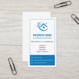 Carte De Visite Logo professionnel de services de nettoyage bleu
