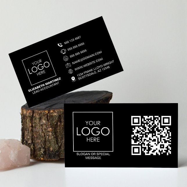 Carte De Visite Logo professionnel du code QR avant et arrière (Créateur téléchargé)