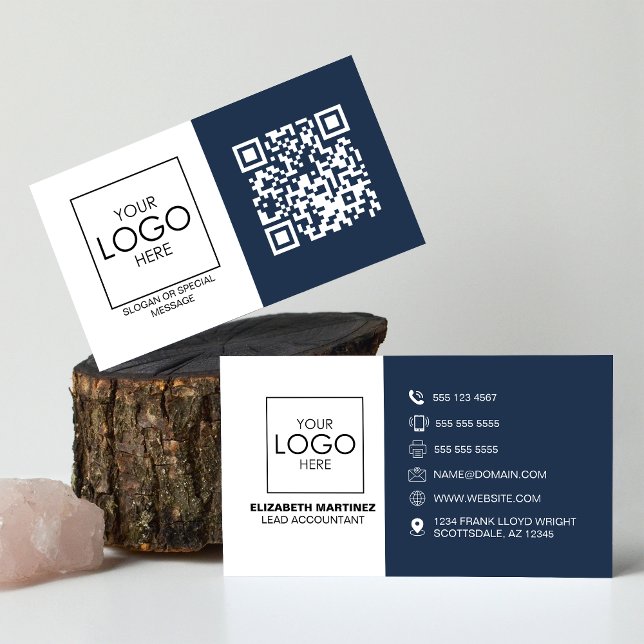 Carte De Visite Logo professionnel du code QR avant et arrière (Créateur téléchargé)
