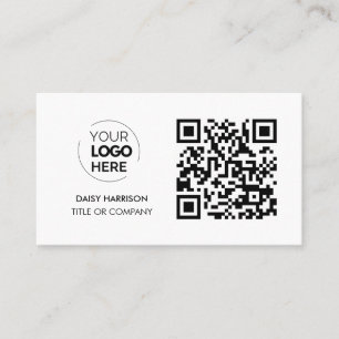 Carte De Visite Logo professionnel du code QR Blanc moderne prof