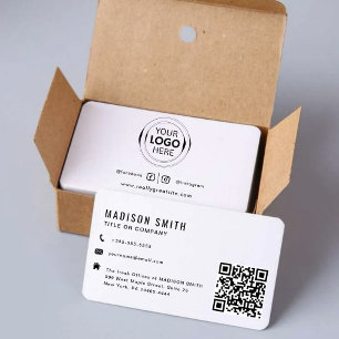 Carte De Visite Logo professionnel du code QR   BLANCHE