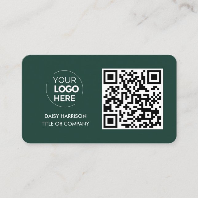 Carte De Visite Logo professionnel du code QR | Green Modern Profe (Devant)