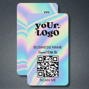 Carte De Visite Logo professionnel du code QR   Holographe noir mo
