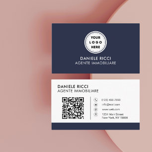 Carte De Visite Logo professionnel du code QR   Marine Modern Prof