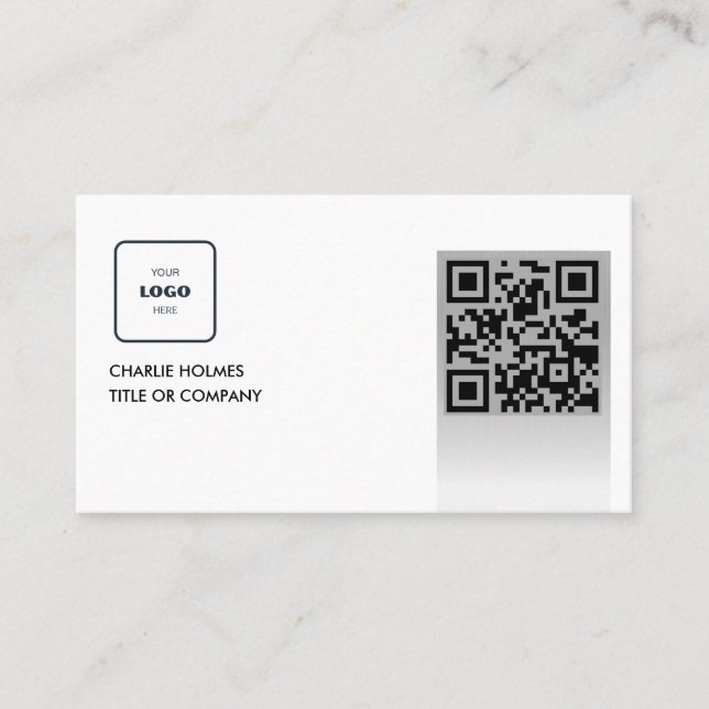 Carte De Visite Logo professionnel du code QR | Noir moderne profe (Devant)