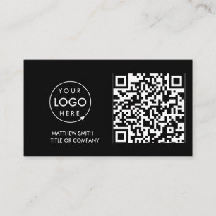 Carte De Visite Logo professionnel du code QR   Noir moderne profe