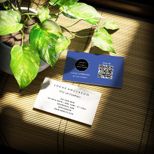 Carte De Visite Logo professionnel du code QR   Noir moderne profe