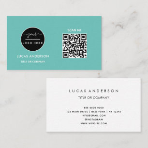 Carte De Visite Logo professionnel du code QR Noir moderne profe