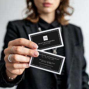 Carte De Visite Logo professionnel élégant noir blanc minimaliste
