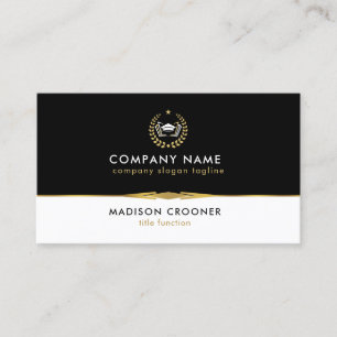 Carte De Visite Logo professionnel élégant noir blanc or personnal