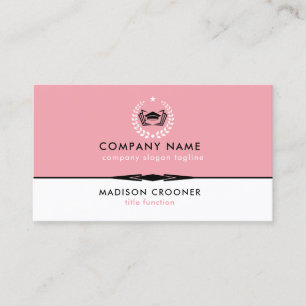 Carte De Visite Logo Professionnel Élégant Rose Blanc Personnalisé