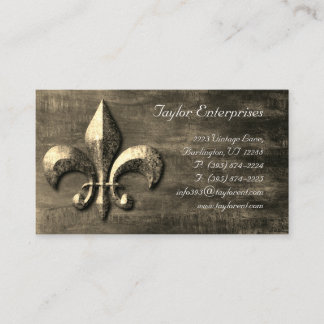 Carte De Visite Logo Professionnel Fleur de lis Gold Vintage