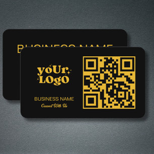 Carte De Visite Logo professionnel Gold QR Code   Noir moderne
