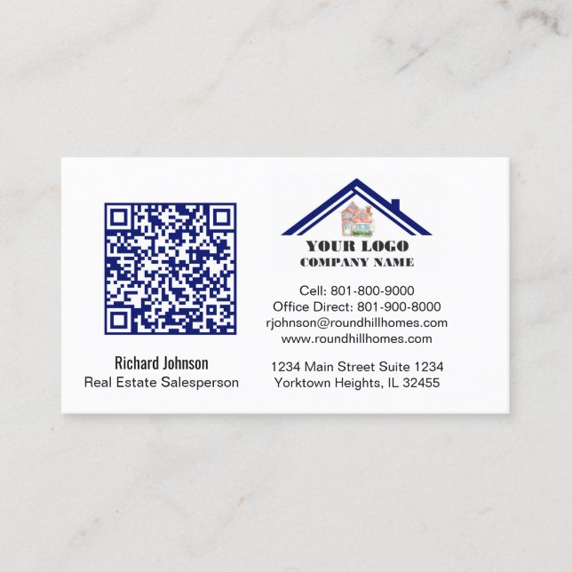 Carte De Visite Logo professionnel immobilier Code QR (Devant)