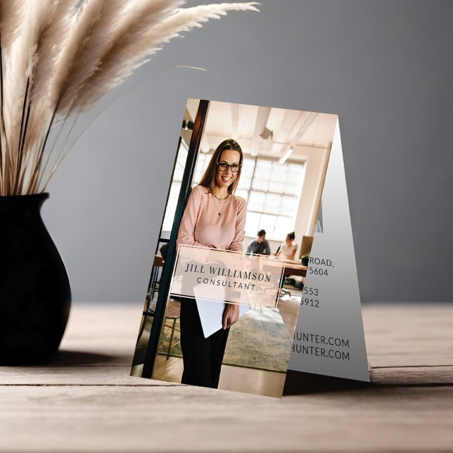 Carte De Visite Logo professionnel minimal et photo d'entreprise (Minimal Professional Company Logo & Business Photo Business Card)