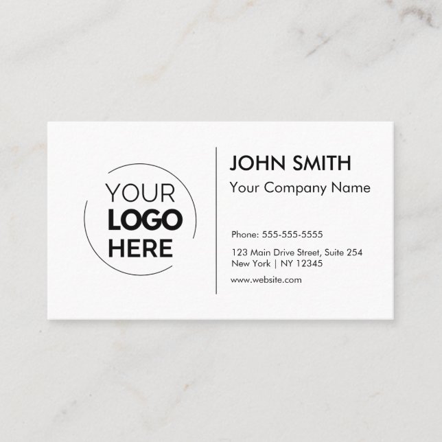 Carte De Visite Logo Professionnel Moderne Minimaliste Blanc (Devant)